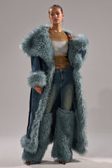 MOXIE FUR TRIM DENIM TRENCH
