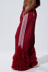MODERN JAM TRACK PANT WITH TULLE IN BURGUNDY