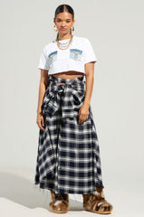 NEED YOU PLAID MAXI SKIRT