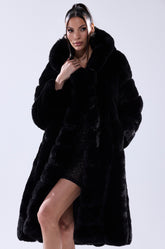 BERLIN HOODED FAUX FUR IN BLACK