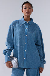 BLING BLING DENIM BUTTON DOWN TOP
