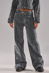CATCHING EYES VELVET DENIM WIDE-LEG PANT