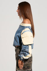 CASSANDRA OFF THE SHOULDER DENIM SCRUNCH TOP