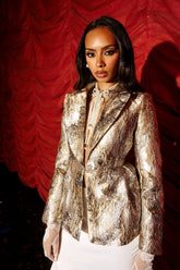 CANARY PEPLUM BLAZER IN CHAMPAGNE