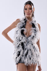 ROUGHED UP FUR HALTER TOP
