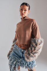 PAWS OFF FUR CUFF SWEATER