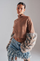 PAWS OFF FUR CUFF SWEATER