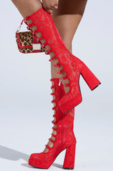 AZALEA WANG MARRIGOLD BOOT IN RED LACE