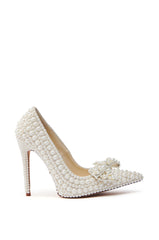 AZALEA WANG NAAMAH WHITE PEARL EMBELLISHED PUMP
