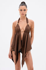 LOTS OF LOVE TO GIVE HALTER NECK BLOUSE IN BROWN
