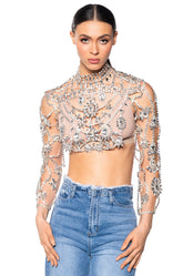 Rawdenima BIRTHDAY EMBELLISHED RHINESTONE TOP