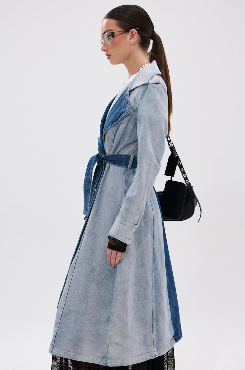 MILA PATCH DENIM TRENCH