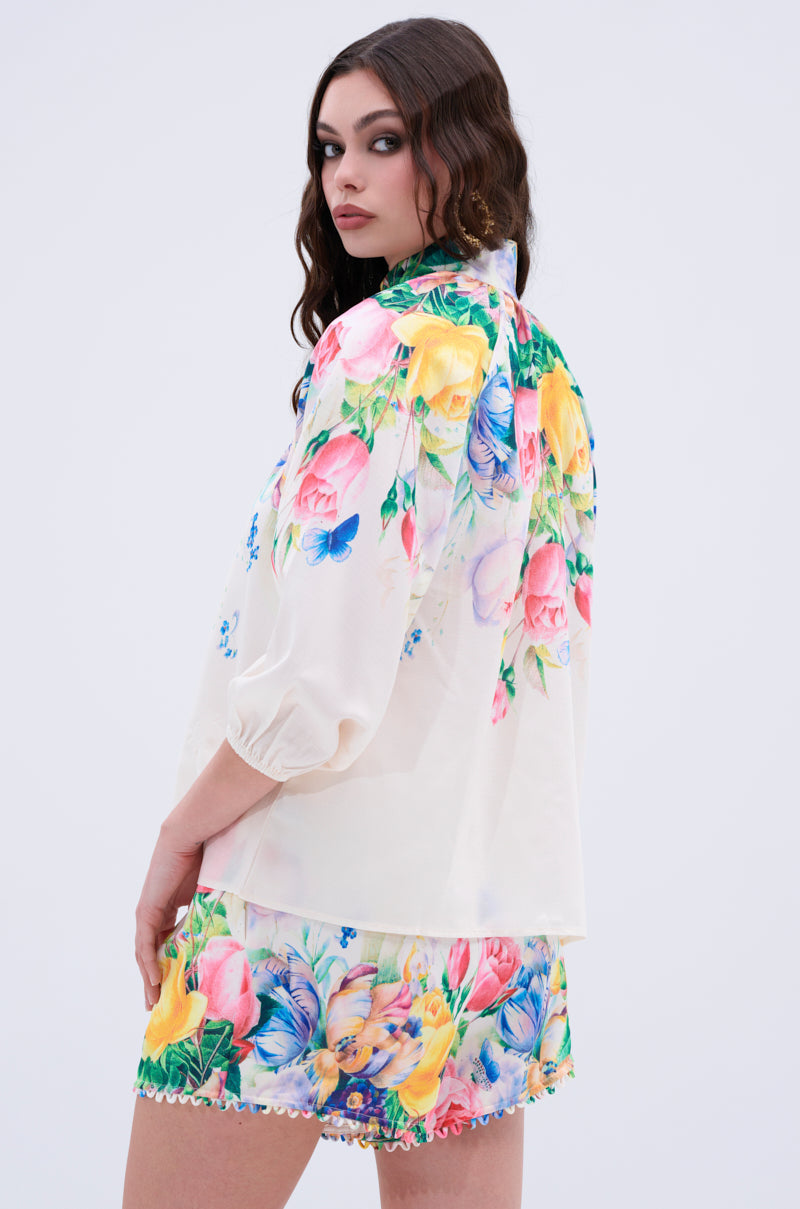 ROSE FLORAL BUTTON DOWN