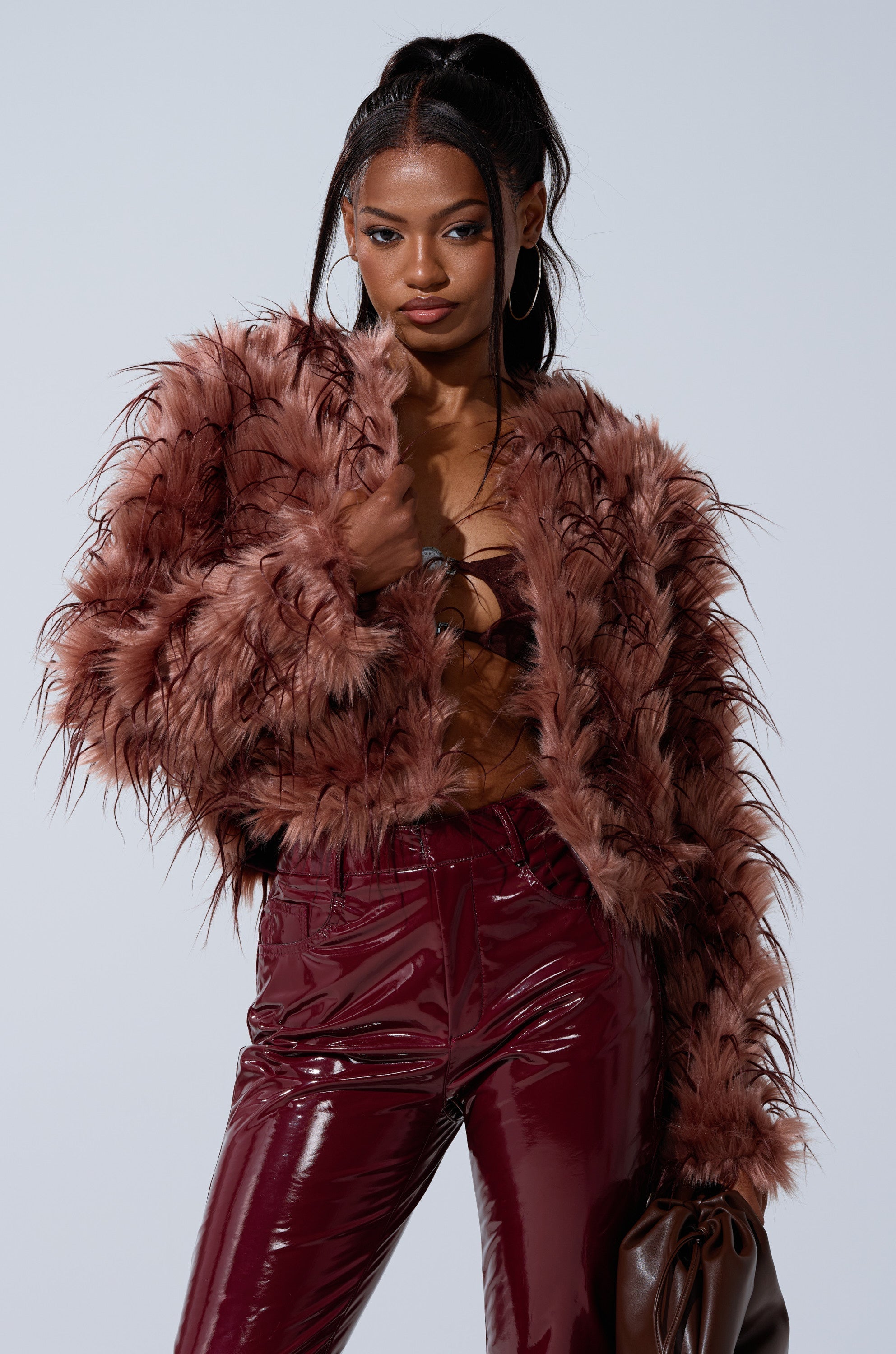 PIPER TEXTURED FAUX FUR COAT