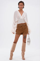 FIGURE IT OUT FAUX SUEDE SHORT