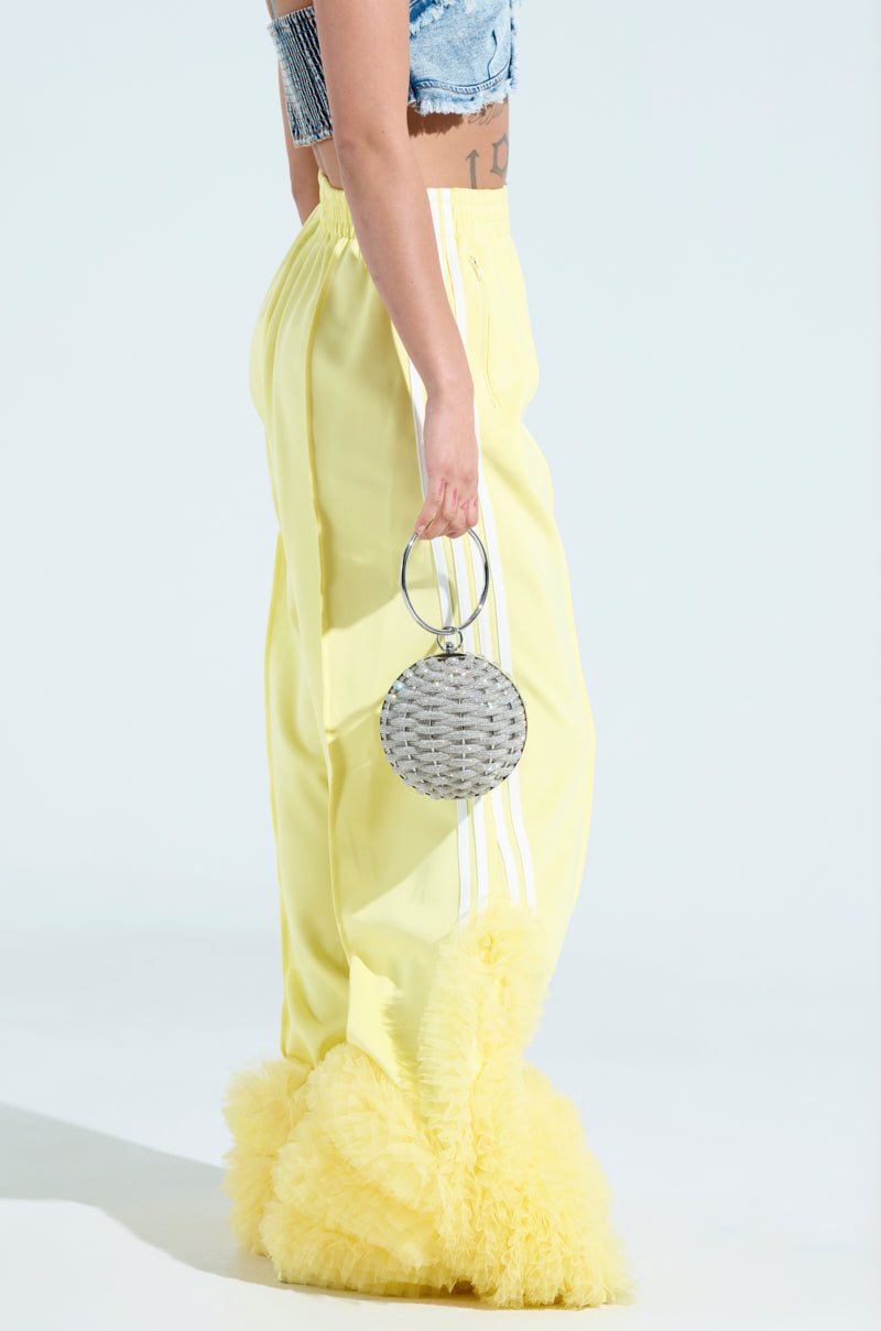 MODERN JAM TRACK PANT WITH TULLE IN YELLOW