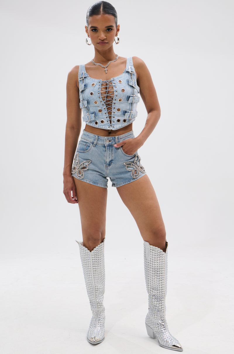 BUTTERFLY QUEEN DENIM SHORT