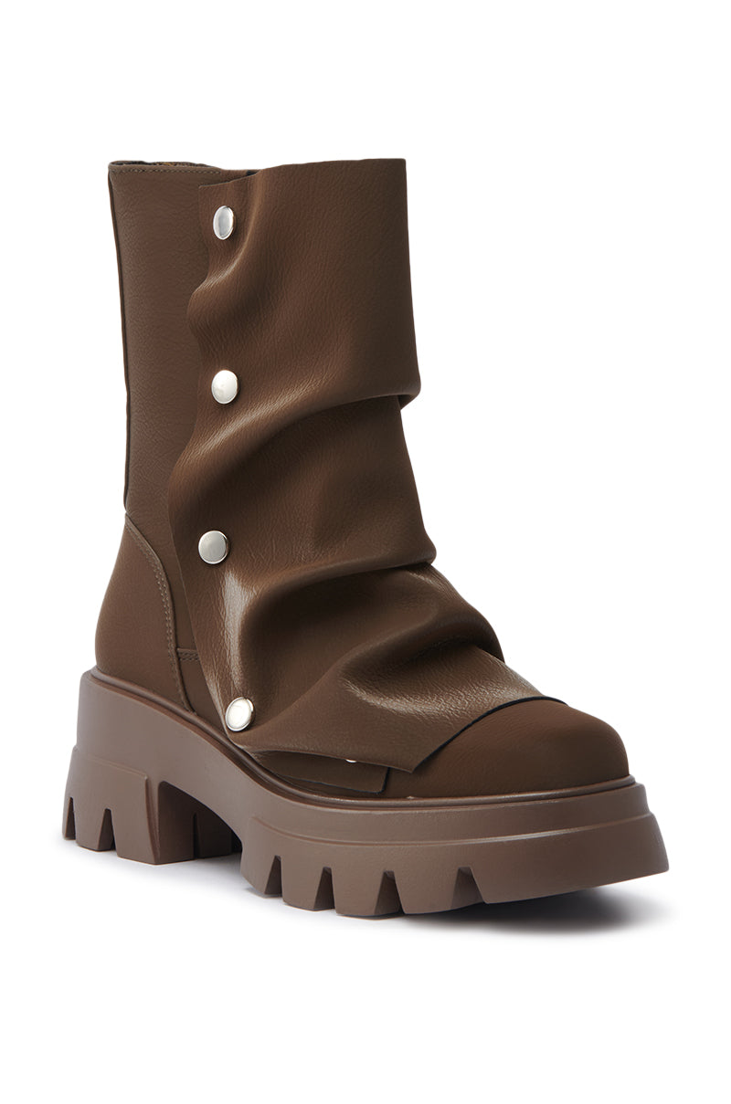 AZALEA WANG BHARTI BROWN FLAT BOOTIE