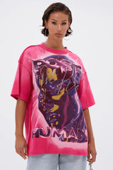 POST HUMAN OVERSIZED GRAPHIC TEE IN PINK
