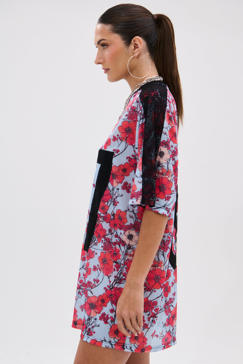 POPPIN POPPIES LACE JERSEY DRESS