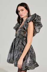 BELLE OF THE BALL METALLIC MINI DRESS