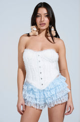 FEELS RIGHT FLUFFY TRIM CORSET TOP