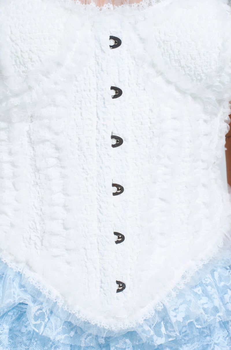 FEELS RIGHT FLUFFY TRIM CORSET TOP