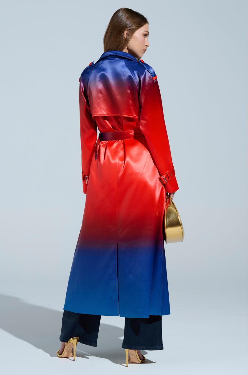 NICKI OMBRE SATIN TRENCH