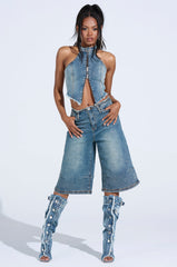 BREAK UP WITH HIM DENIM SHORTS