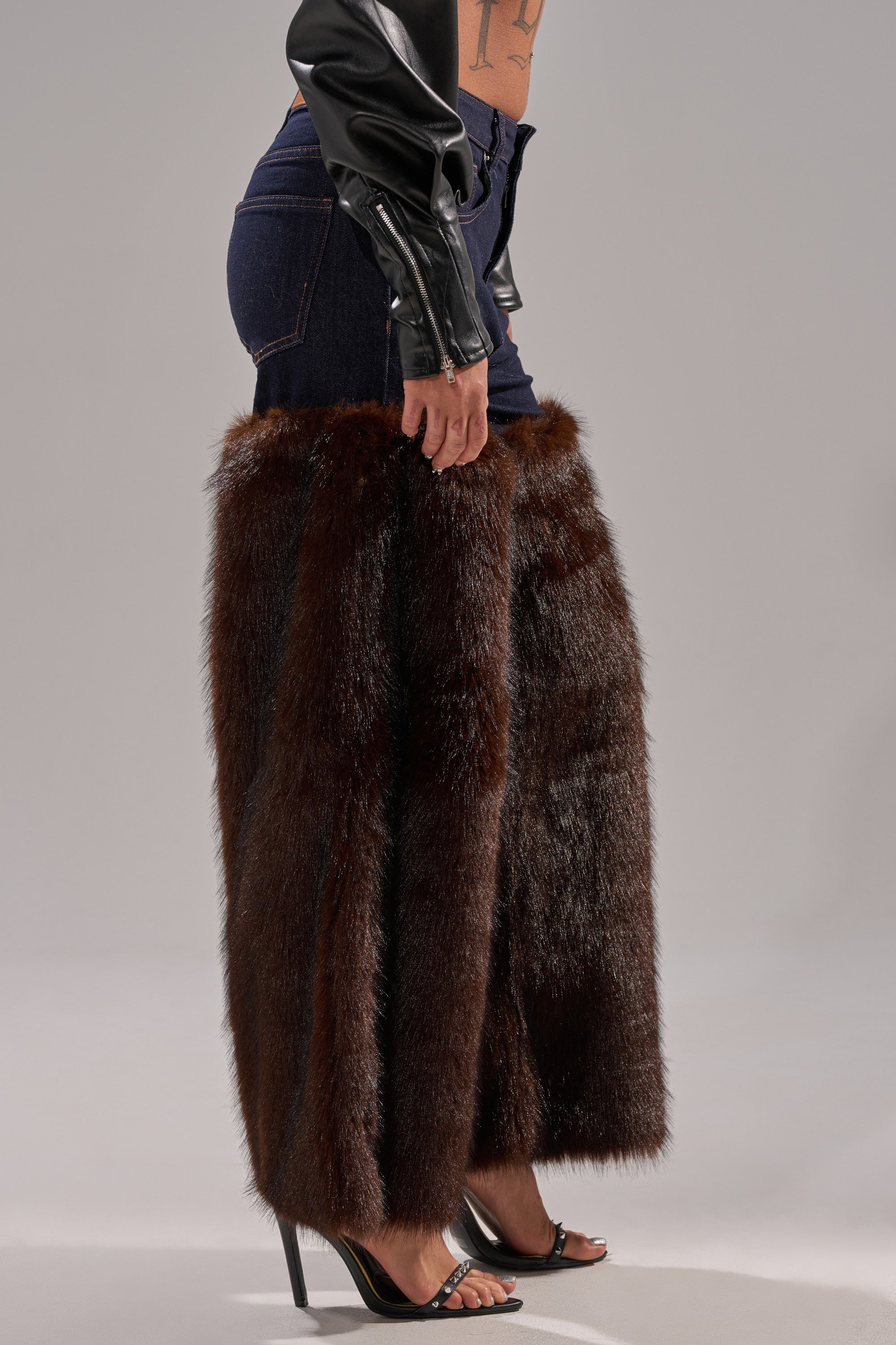 BOOTS WITH THE FUR WIDE LEG DENIM