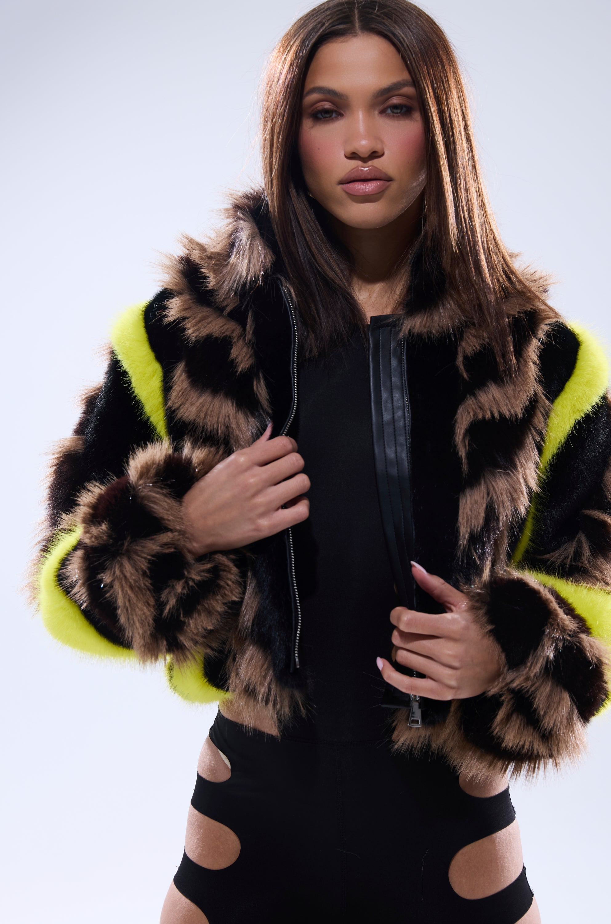 MISS ME WITH THAT PANELED FAUX FUR