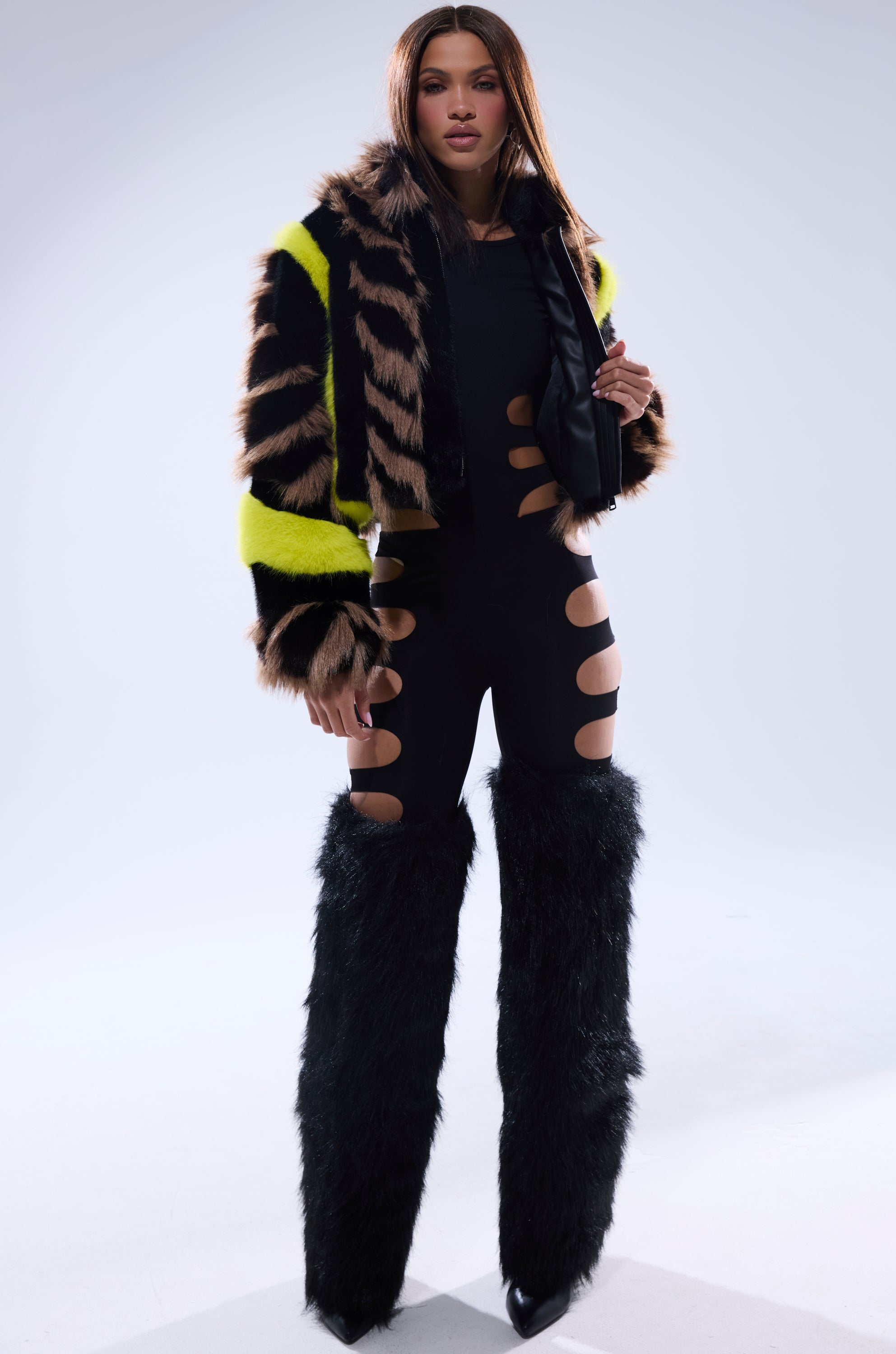 MISS ME WITH THAT PANELED FAUX FUR