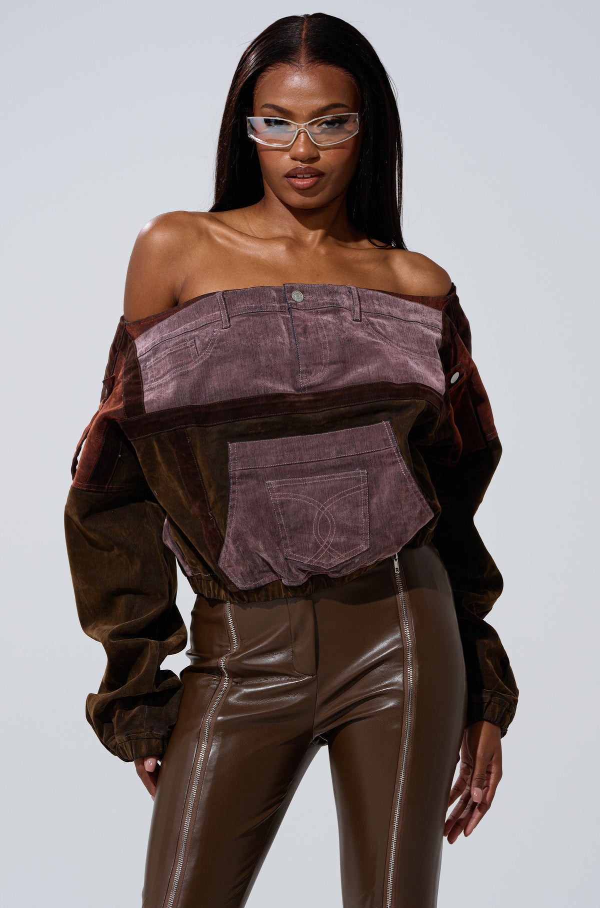 PATCH ME UP MINERAL WASHED SWEATSHIRT IN PURPLE