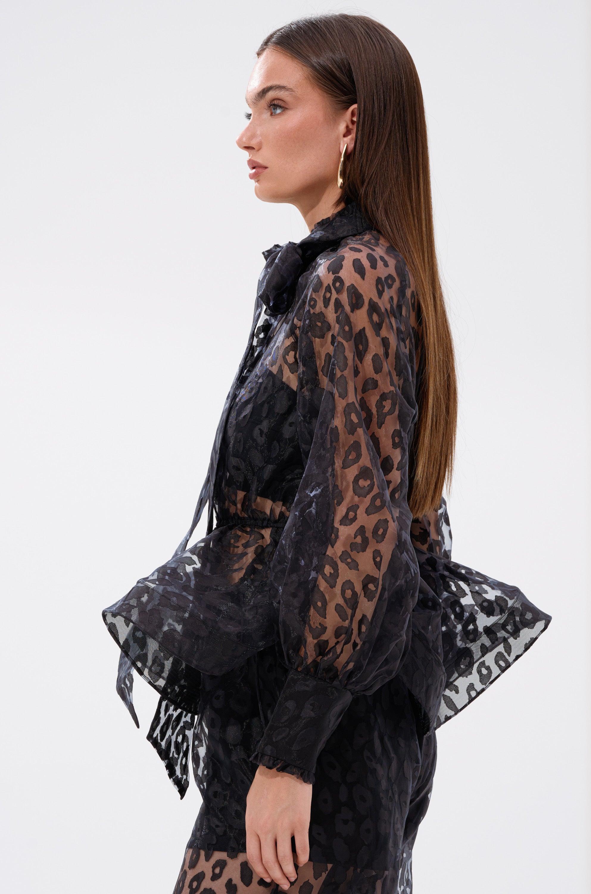 CHEETAH SISTA TIE FRONT BLOUSE