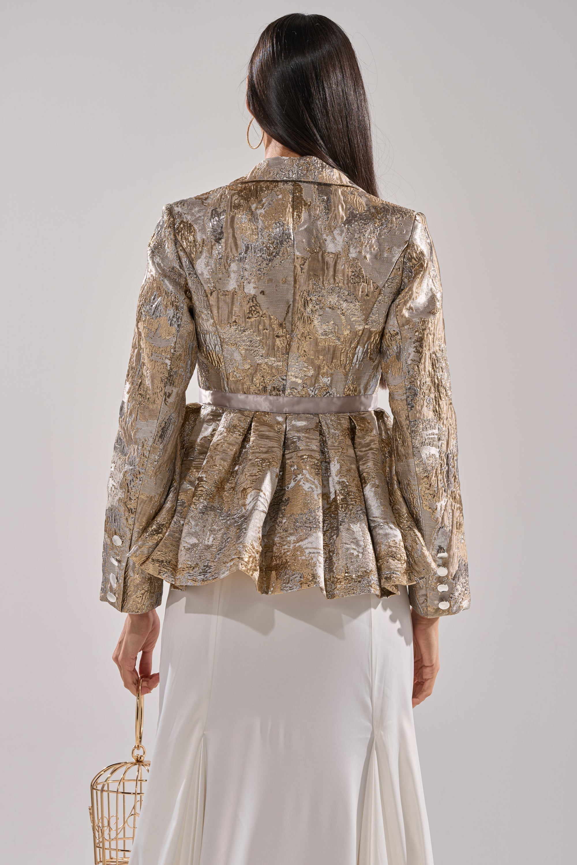 CANARY PEPLUM BLAZER IN CHAMPAGNE