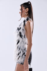 ROUGHED UP FUR HALTER TOP