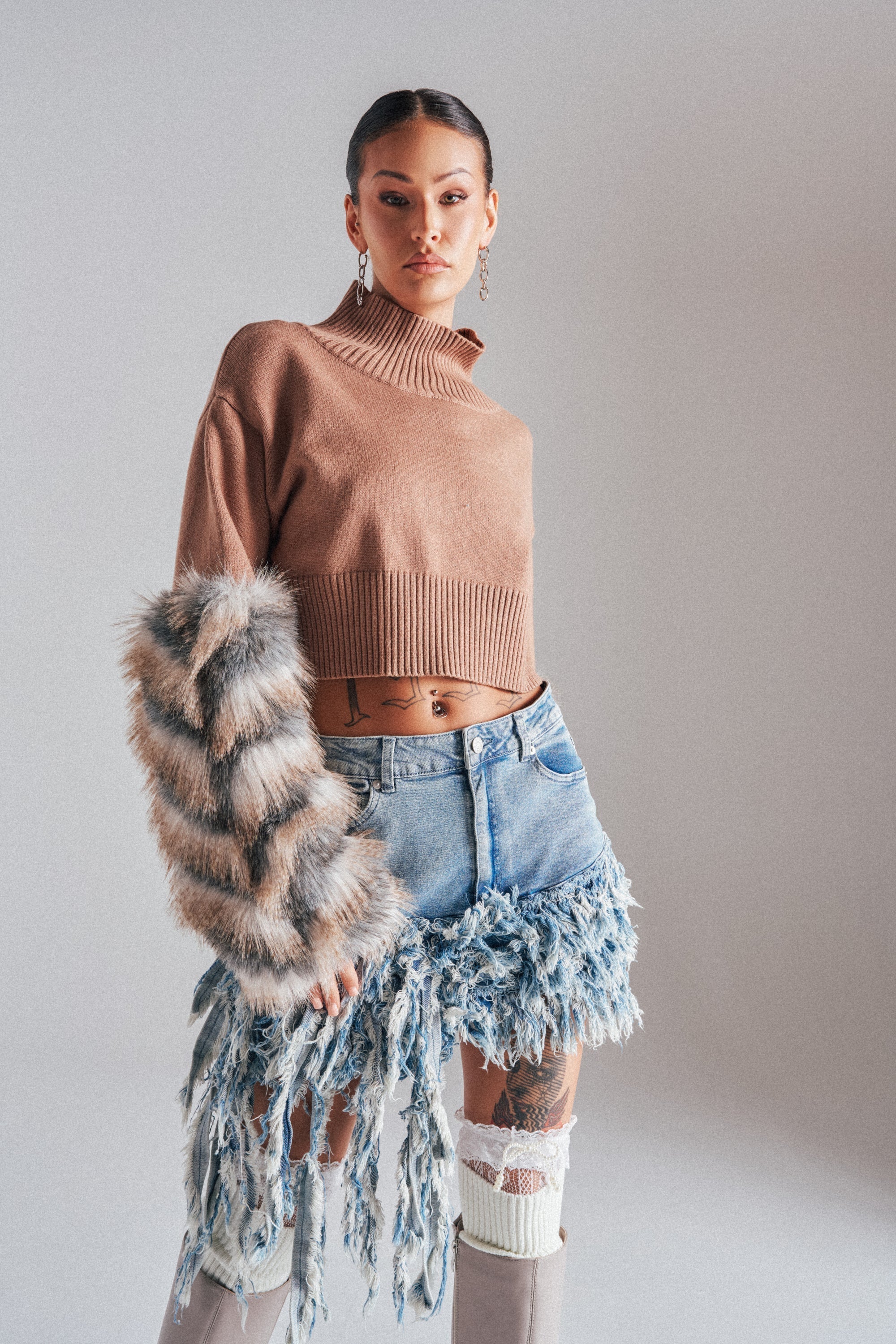 PAWS OFF FUR CUFF SWEATER