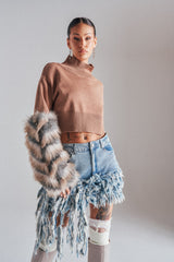PAWS OFF FUR CUFF SWEATER