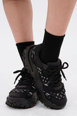 AZALEA WANG MAGNES BLACK KEYBOARD DETAIL SNEAKER