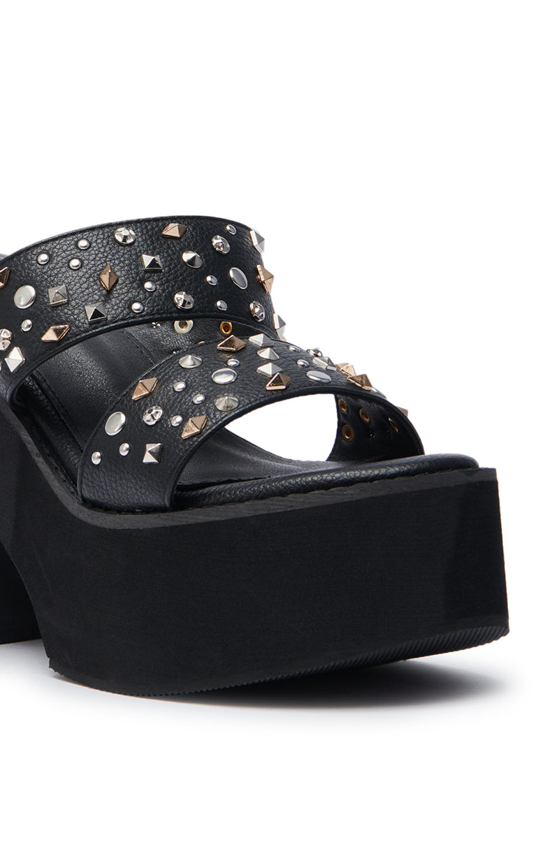 AZALEA WANG MIKAEL BLACK CHUNKY SLIP ON SANDAL