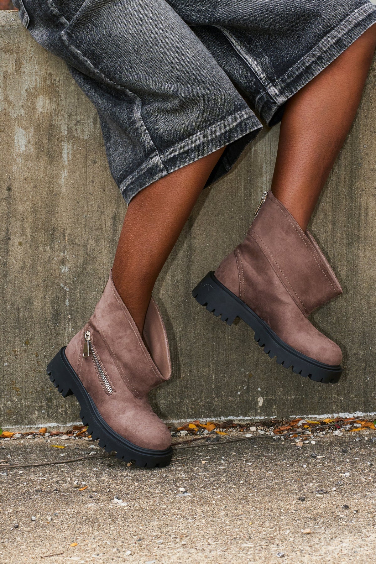 AZALEA WANG MOHSEN MOCHA COMBAT BOOTIE
