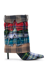 AZALEA WANG MOORE GREEN MULTI SHIRT DETAIL BOOTIE