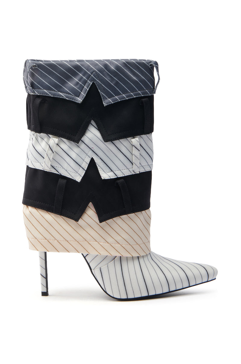 AZALEA WANG MOORE MULTI PINSTRIPE STILETTO BOOTIE