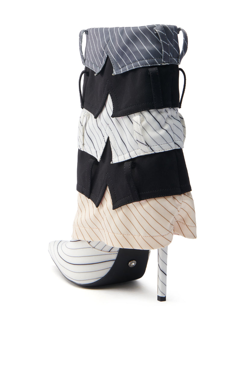 AZALEA WANG MOORE MULTI PINSTRIPE STILETTO BOOTIE