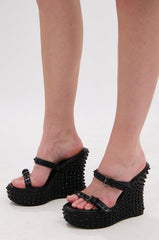 AZALEA WANG MORITZ BLACK SPIKEY WEDGE SANDAL