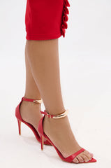 AZALEA WANG NEMTI RED PU WITH GOLD EMBELLISHMENT SANDAL