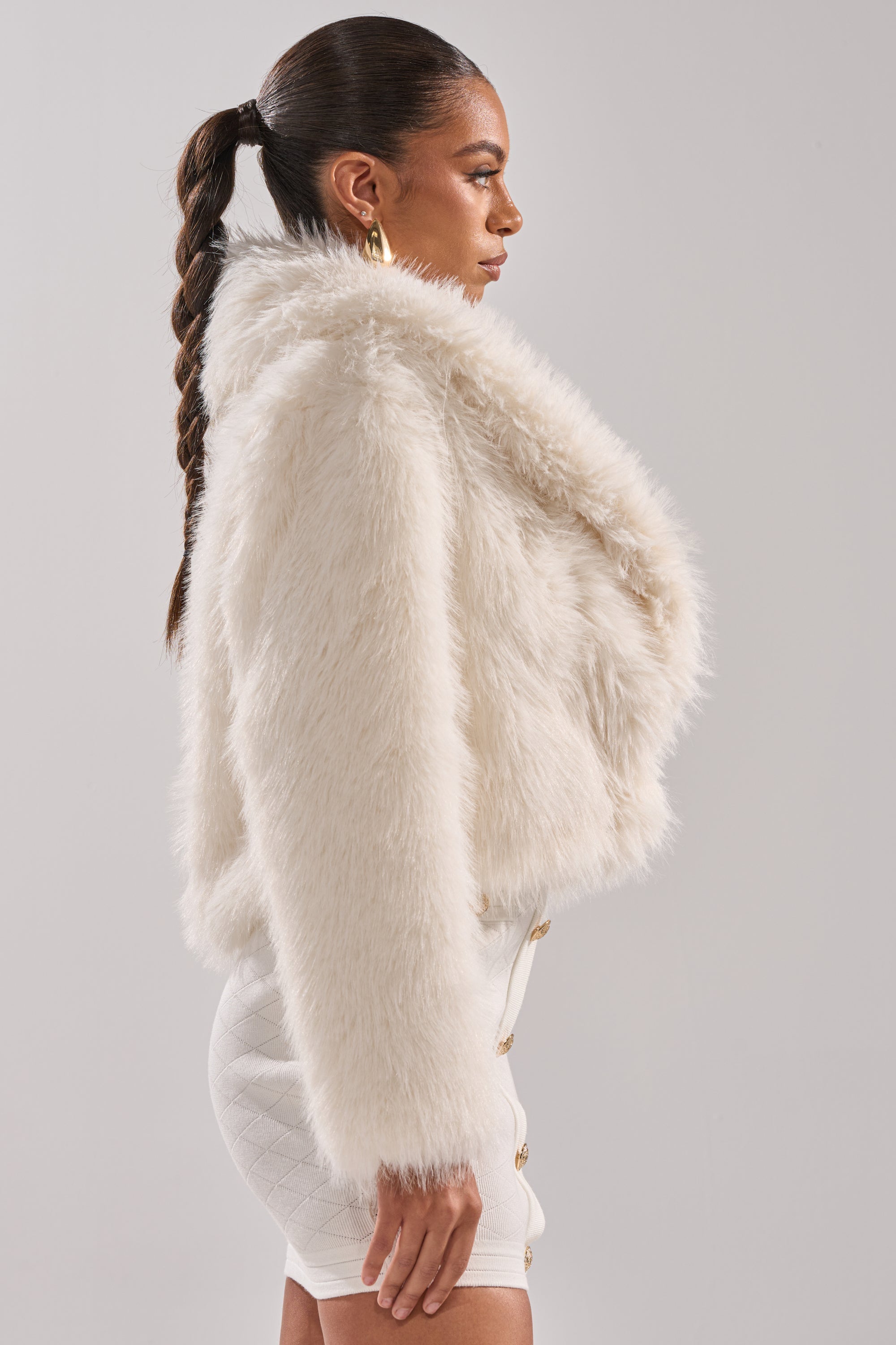 POPPY CROPPED FAUX FUR IN WHITE
