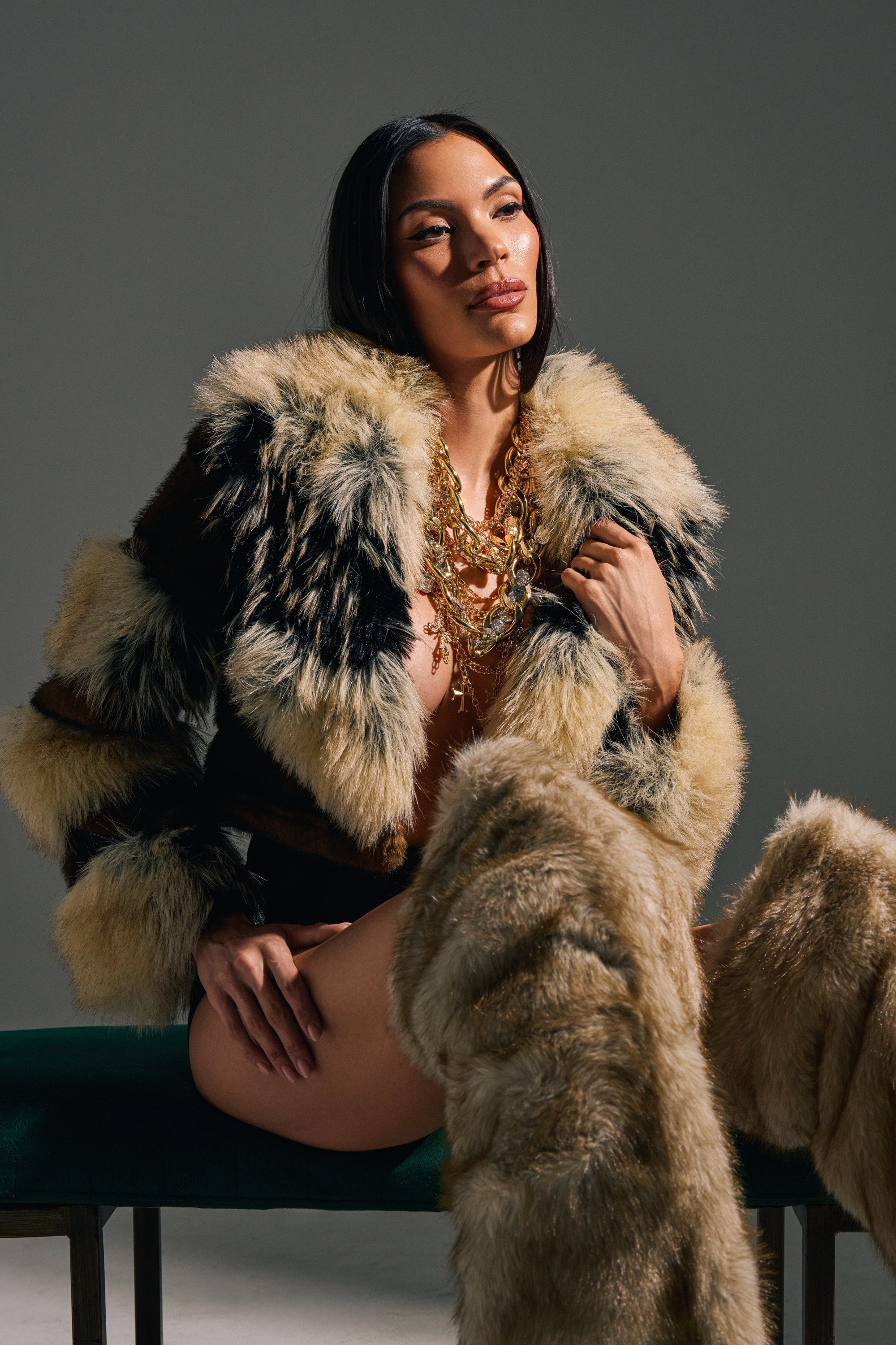 PORTIA CROPPED FAUX FUR JACKET