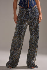 CHEETAH GIRLY RHINESTONE DENIM PANT