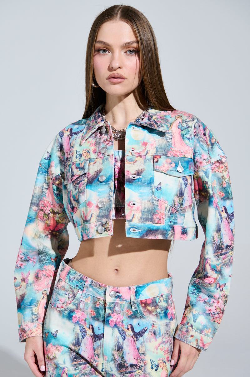 FEMALE FANTASY PRINTED DENIM JACKET